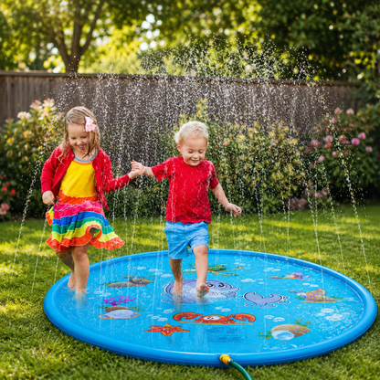 Inflatable PVC Water Splash Mat with Built-In Spray