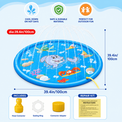 Inflatable PVC Water Splash Mat with Built-In Spray