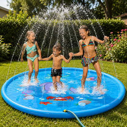 Inflatable Water Play Mat with Built-In Spray Function