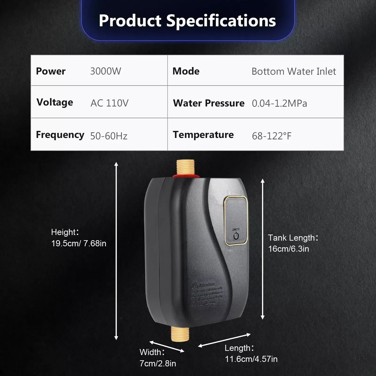 Instant Tankless Water Heater Compact On Demand Hot Water System