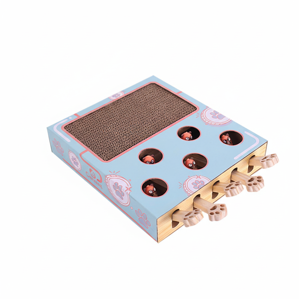Interactive Cat Scratcher Puzzle Box Multi Level Play Scratching Board