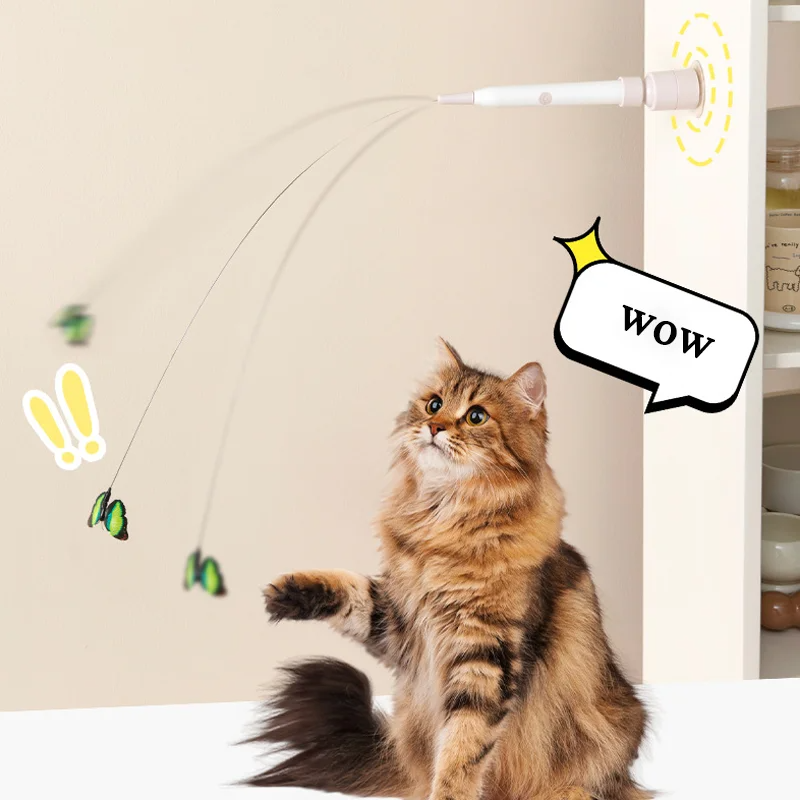 Interactive Dancing Butterfly Cat Toy with Moving Feather and Suction Cup