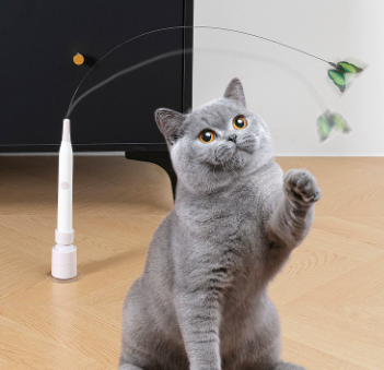 Interactive Dancing Butterfly Cat Toy with Moving Feather and Suction Cup