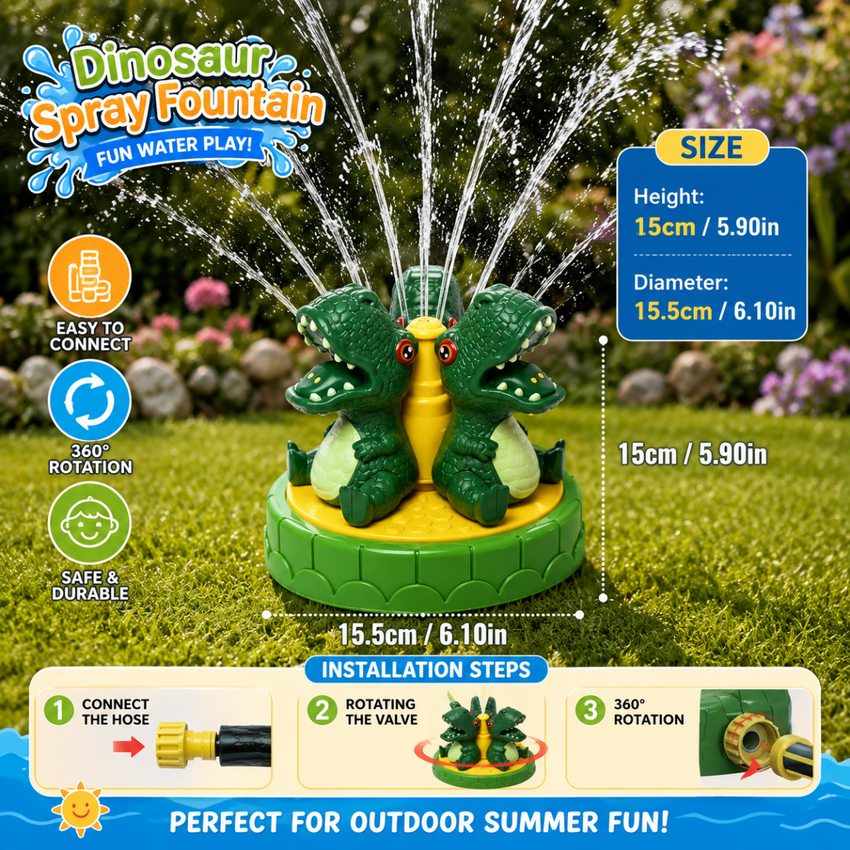 Interactive Dinosaur Water Sprinkler for Outdoor Summer Play