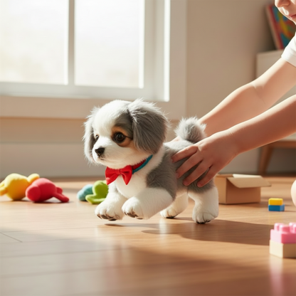 Interaktives bewegliches Plüschwelpen-Spielzeug weicher realistischer Hundebegleiter