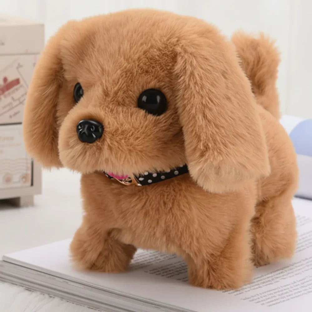 Interactief pluchen robotisch hondenspeelgoed, puppy die loopt, blaft en met zijn staart kwispelt