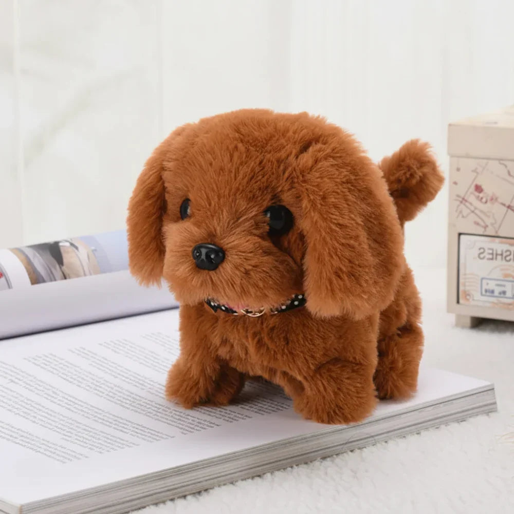 Interactief pluchen robotisch hondenspeelgoed, puppy die loopt, blaft en met zijn staart kwispelt