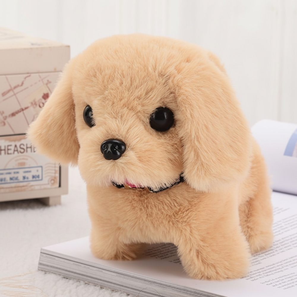Interactief pluchen robotisch hondenspeelgoed, puppy die loopt, blaft en met zijn staart kwispelt