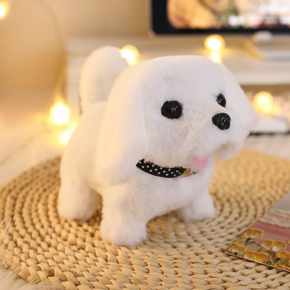 Interactief pluchen robotisch hondenspeelgoed, puppy die loopt, blaft en met zijn staart kwispelt