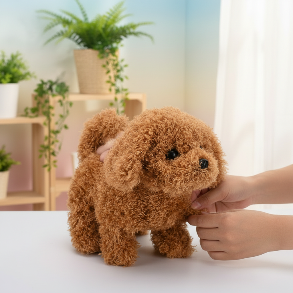 Interaktives Plüschwelpen-Spielzeug beweglich laufend bellend weicher Hund