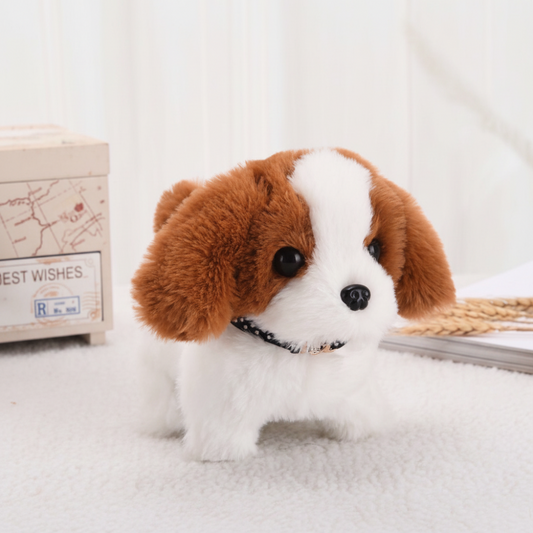 Jouet interactif en peluche représentant un chiot qui marche, réactif aux sons et au toucher, pour enfants