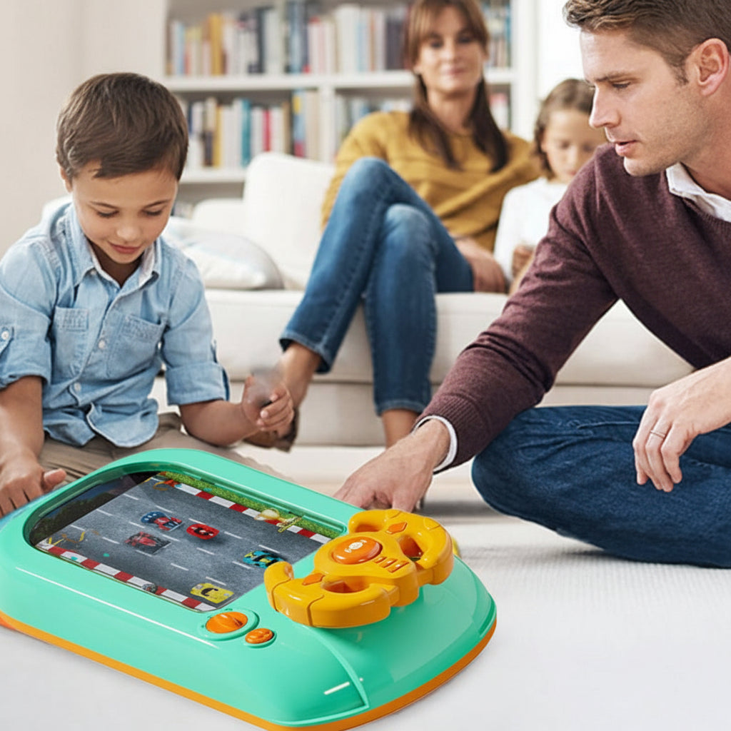 Interactive Racing Game Steering Wheel Toy with 200 Challenges