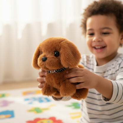 Giocattolo interattivo a forma di cane robot, cucciolo di peluche che cammina e abbaia, con movimento