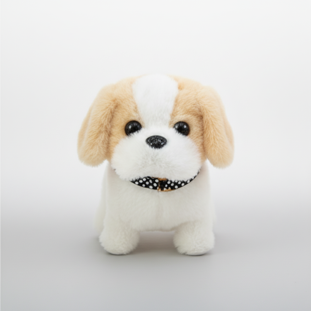 Giocattolo interattivo a forma di cane robot, cucciolo di peluche che cammina e abbaia, con movimento