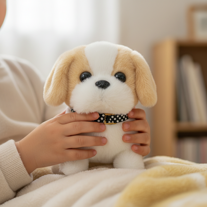 Giocattolo interattivo a forma di cane robot, cucciolo di peluche che cammina e abbaia, con movimento