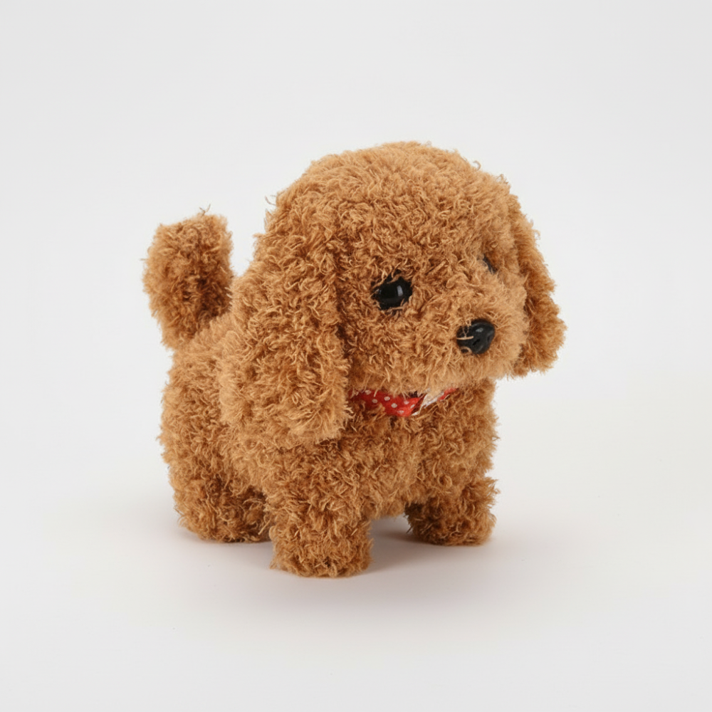 Giocattolo interattivo a forma di cane robot, cucciolo di peluche che cammina e abbaia, con movimento
