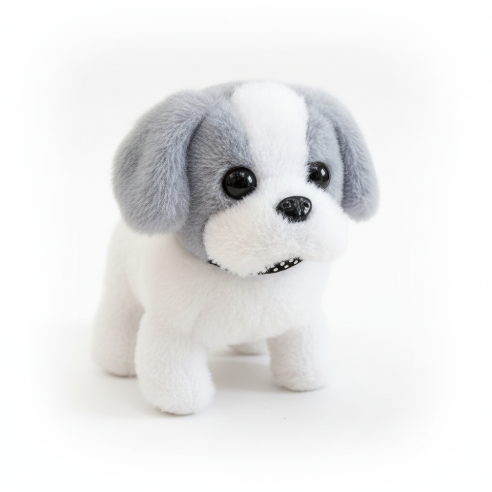 Giocattolo interattivo a forma di cane robot, cucciolo di peluche che cammina e abbaia, con movimento