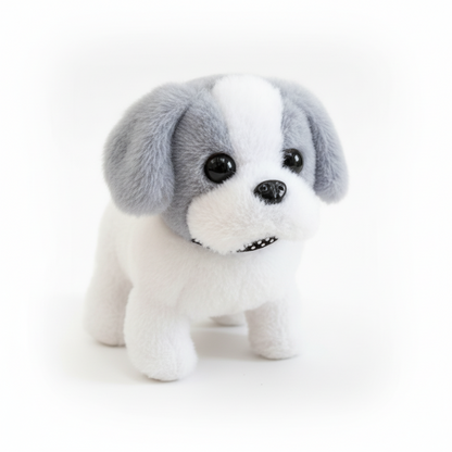 Giocattolo interattivo a forma di cane robot, cucciolo di peluche che cammina e abbaia, con movimento