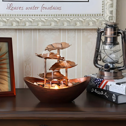 IronLeaf Tabletop Fountain Vintage LED Water Feature for Home and Office