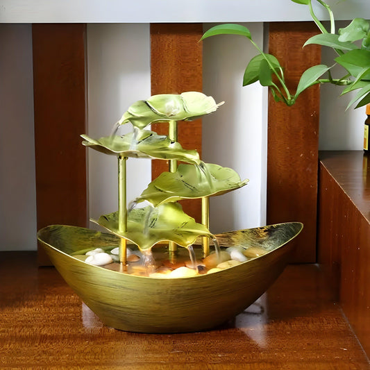 IronLeaf Tabletop Fountain Vintage LED Water Feature for Home and Office