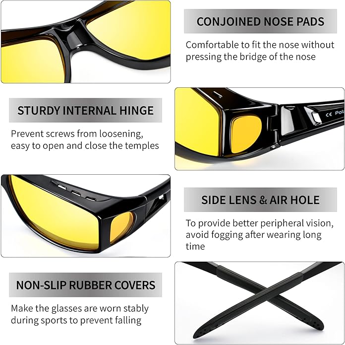 Jeremy Night Vision Polarized Driving Glasses Anti Glare