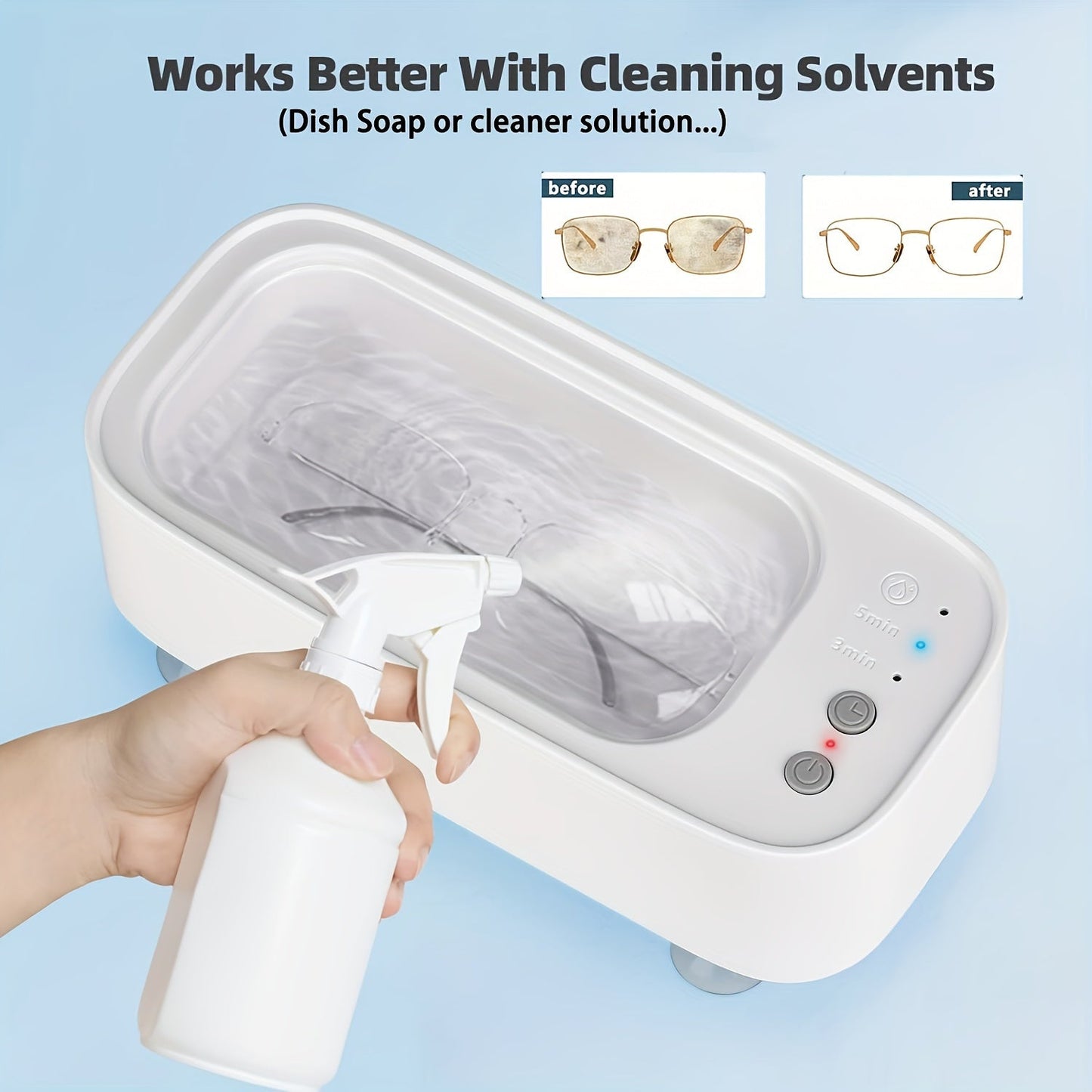 JewelSonic Ultrasonic Jewelry Cleaner 12oz for Rings Watches Glasses Earrings Deep Cleaning Machine