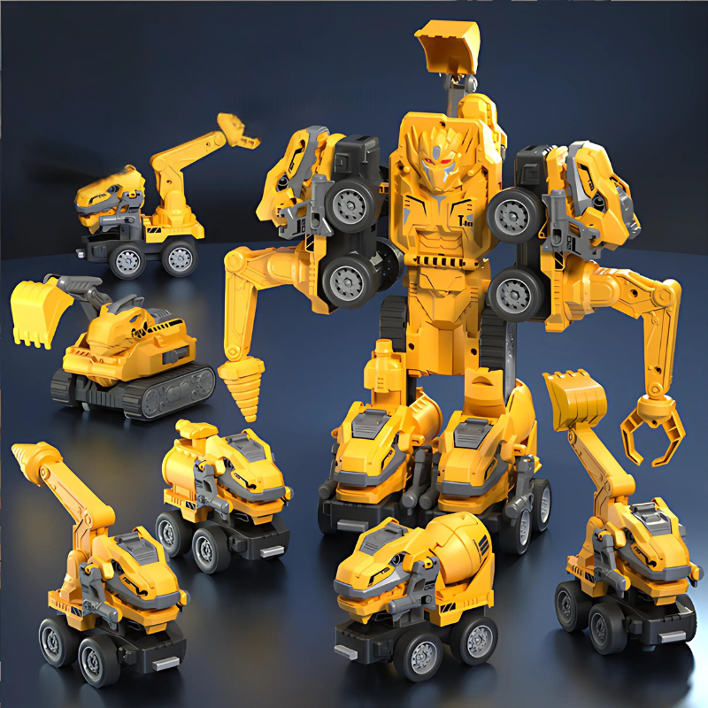 Kids' 5-in-1 Transforming Construction Vehicle Robot Toy