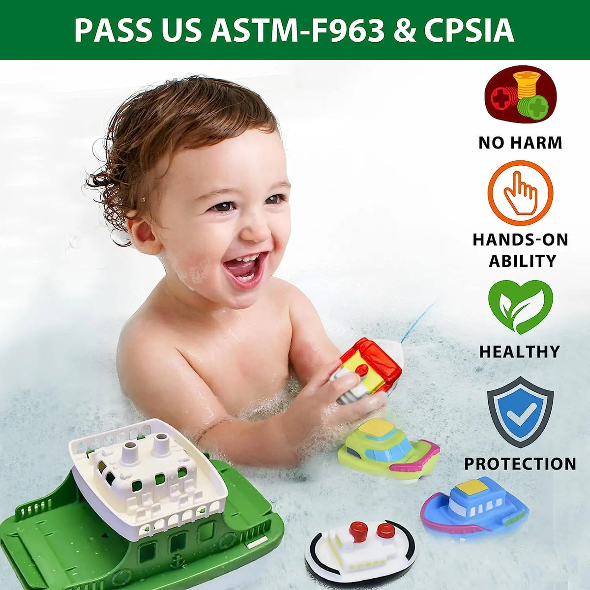 Kids' Bath Water Toy Set with Boats and Cars