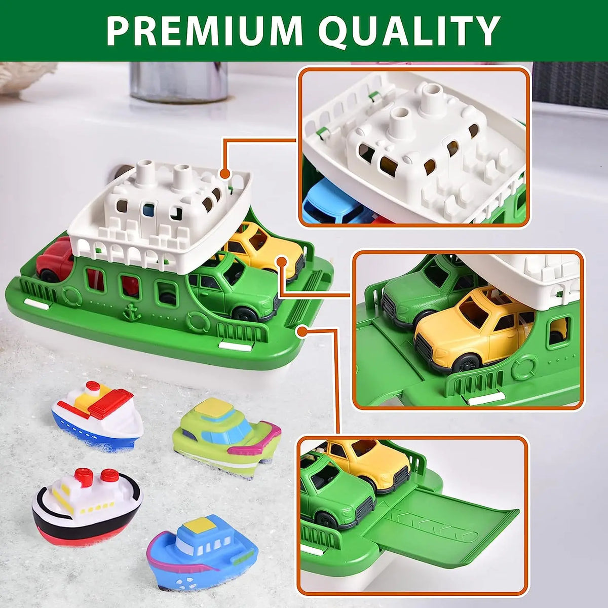 Kids' Bath Water Toy Set with Boats and Cars