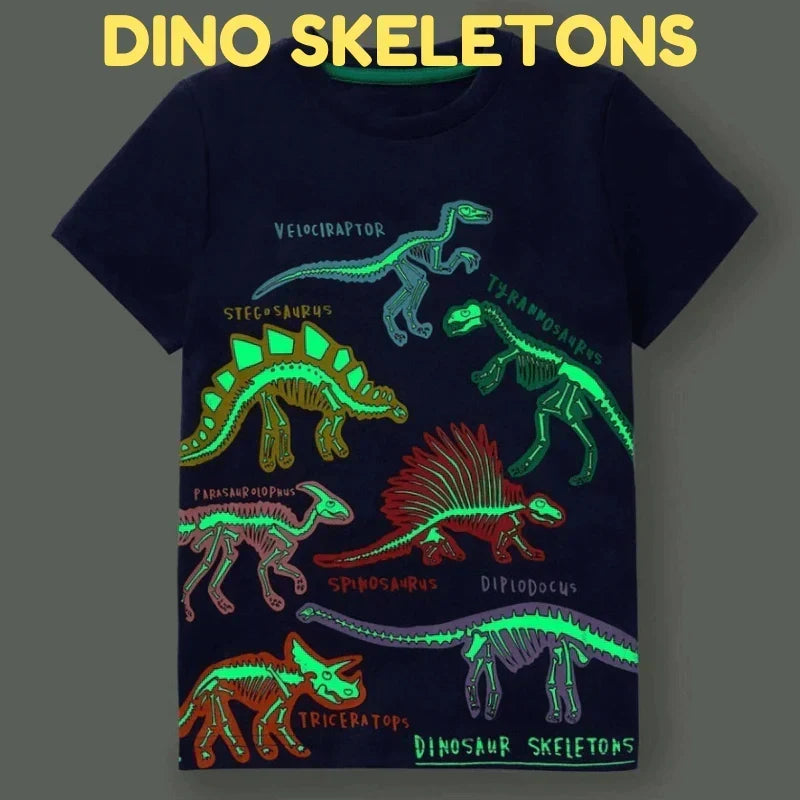 Kids Dinosaur Glow-in-the-Dark T-Shirt with Soft Breathable Fabric