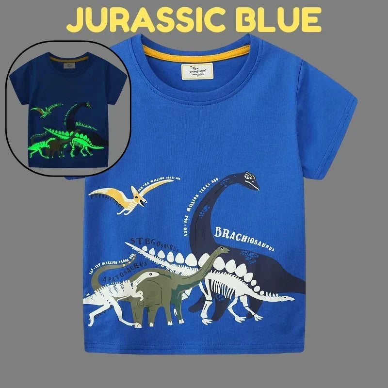 Kids Dinosaur Glow-in-the-Dark T-Shirt with Soft Breathable Fabric