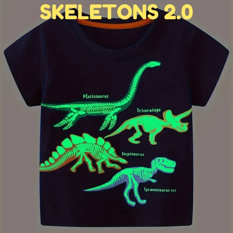 Kids Dinosaur Glow-in-the-Dark T-Shirt with Soft Breathable Fabric