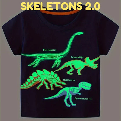 Kids Dinosaur Glow-in-the-Dark T-Shirt with Soft Breathable Fabric