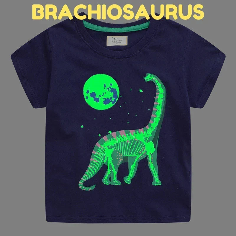 Kids Dinosaur Glow-in-the-Dark T-Shirt with Soft Breathable Fabric