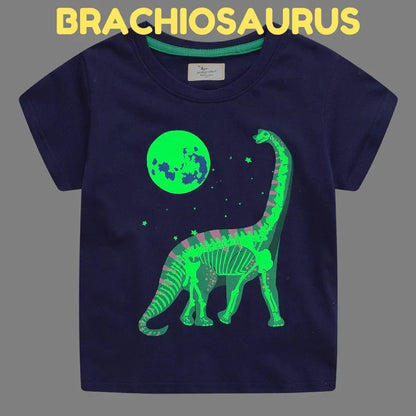 Kids Dinosaur Glow-in-the-Dark T-Shirt with Soft Breathable Fabric
