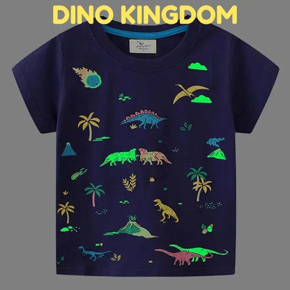 Kids Dinosaur Glow-in-the-Dark T-Shirt with Soft Breathable Fabric