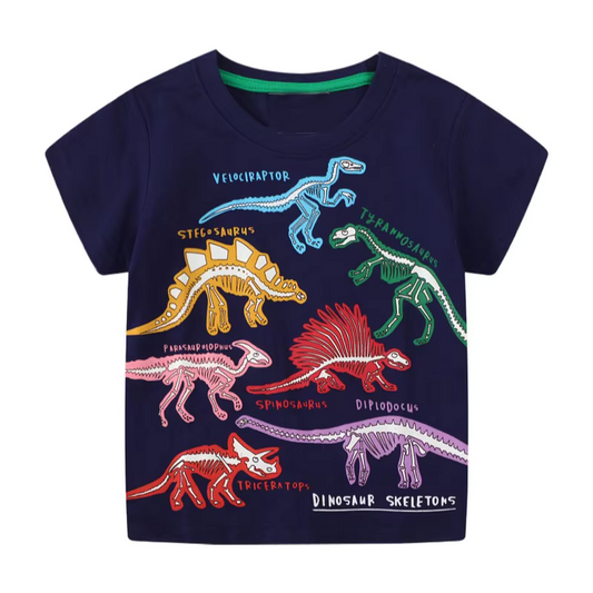 Kids Dinosaur Glow-in-the-Dark T-Shirt with Soft Breathable Fabric