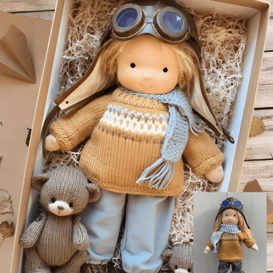 Muñeca de juguete para niños, muñeca de bebé de estilo artesanal, compañera de juegos de peluche