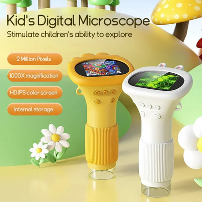 Microscopio portatile per bambini 1000X, giocattolo STEM per l'apprendimento delle scienze