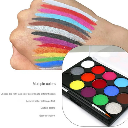 Kids Non Toxic Body Paint Kit with 15 Color Palette