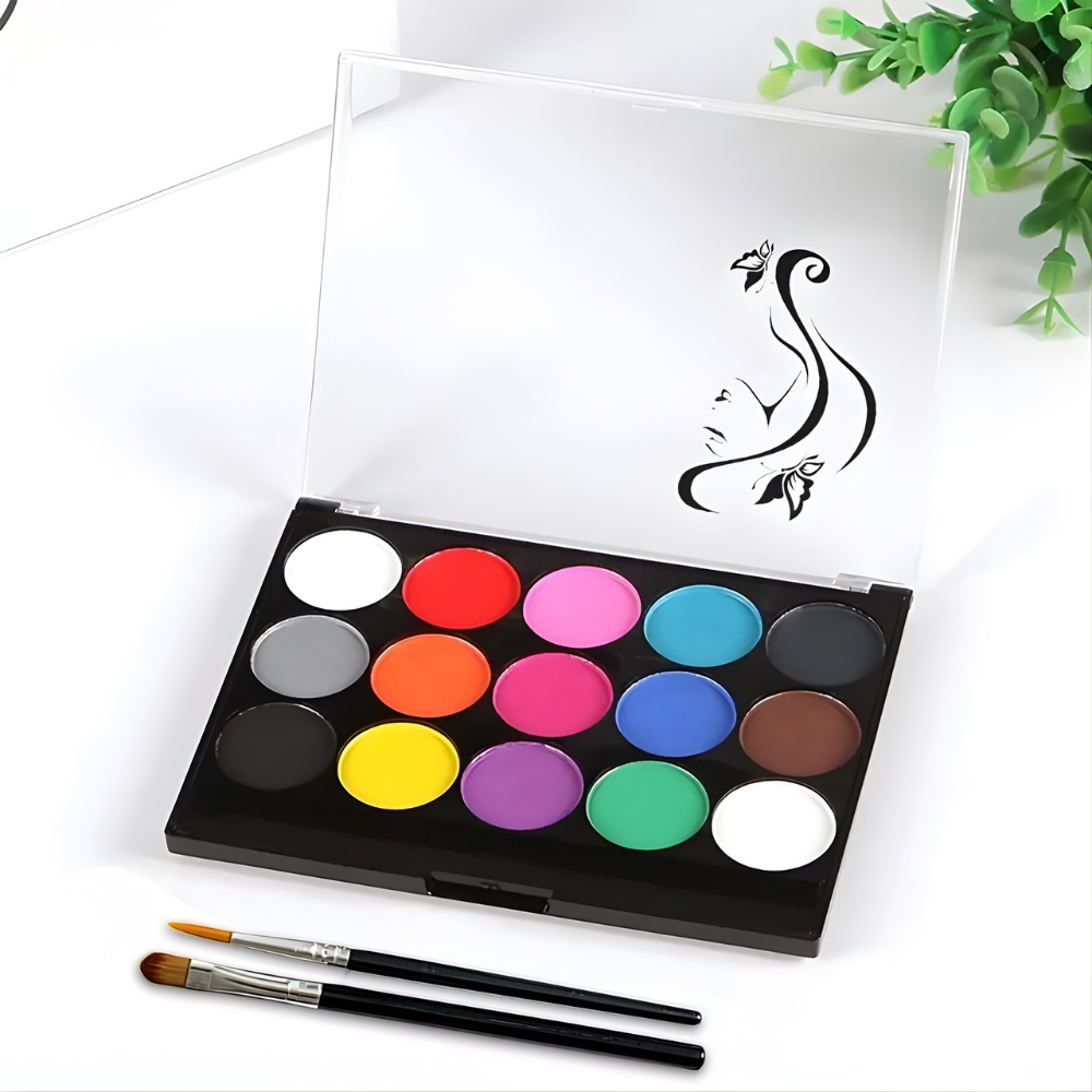 Kids Non Toxic Body Paint Kit with 15 Color Palette
