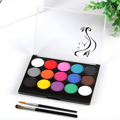 Kids Non Toxic Body Paint Kit with 15 Color Palette
