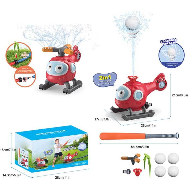 Kids' Outdoor Water Sprinkler Baseball Game – 360° Rotating Summer Splash Toy