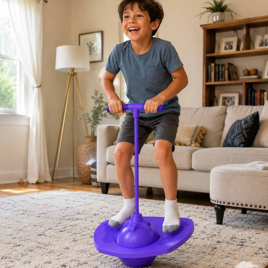 Kids' Pogo Ball with Removable Handle and Non-Slip Footboard