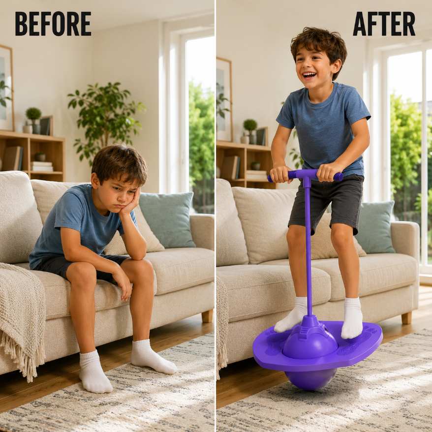 Kids' Pogo Ball with Removable Handle and Non-Slip Footboard