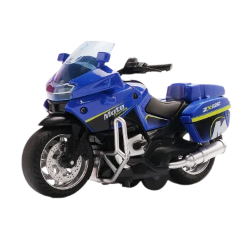 Kids' Pull-Back Motorcycle Toy with Lights, Music and Rubber Tyres