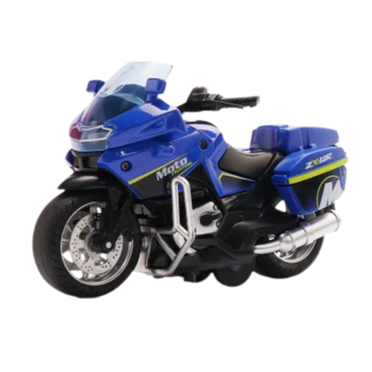 Kids' Pull-Back Motorcycle Toy with Lights, Music and Rubber Tyres