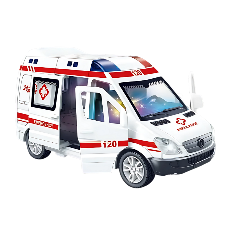 Kids' Rescue Vehicle Toy with Lights, Sounds and Pull-Back Action
