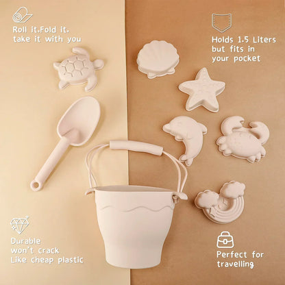 Kids' Silicone Beach Bucket and Sand Toy Set