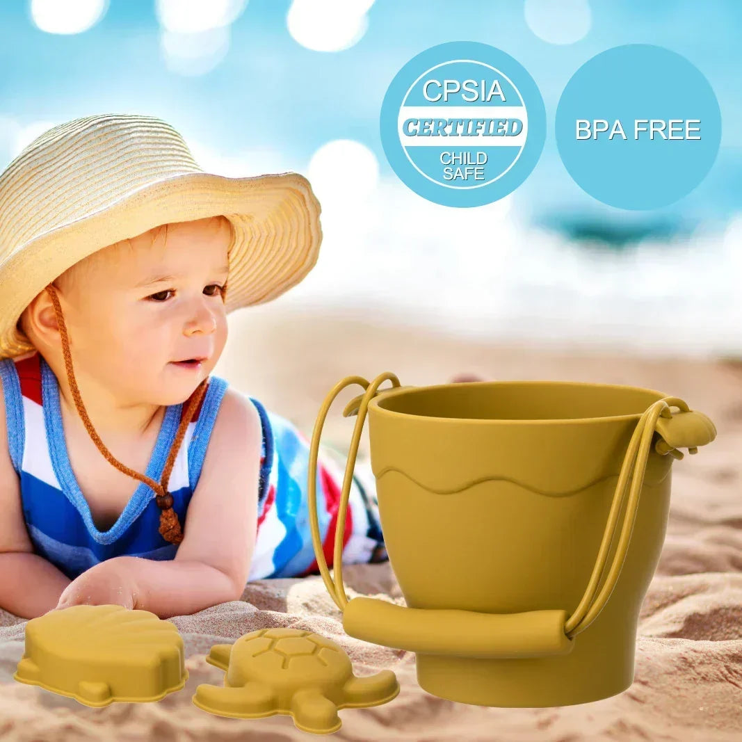 Kids' Silicone Beach Bucket and Sand Toy Set